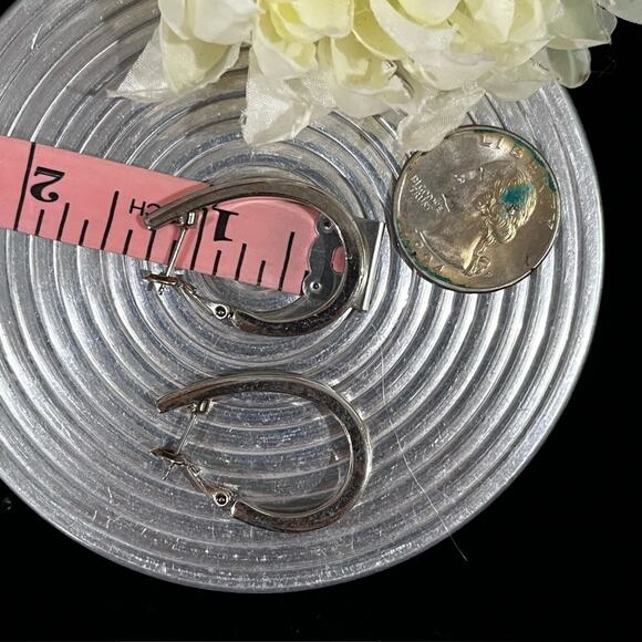 NEW Sterling Silver 925 Vintage Elongated Flattened Teardrop Hoop Earrings 1.25 - Picture 15 of 15